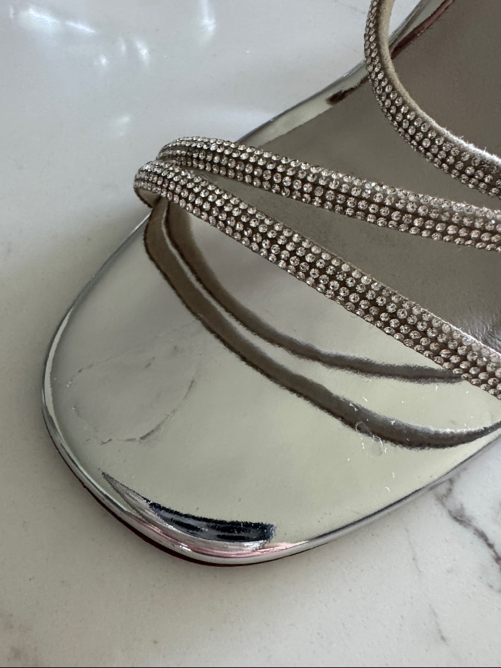 Inez Sofia Crystal Silver Strappy Women's Heels in Size 7.5 - Picture 5 of 15